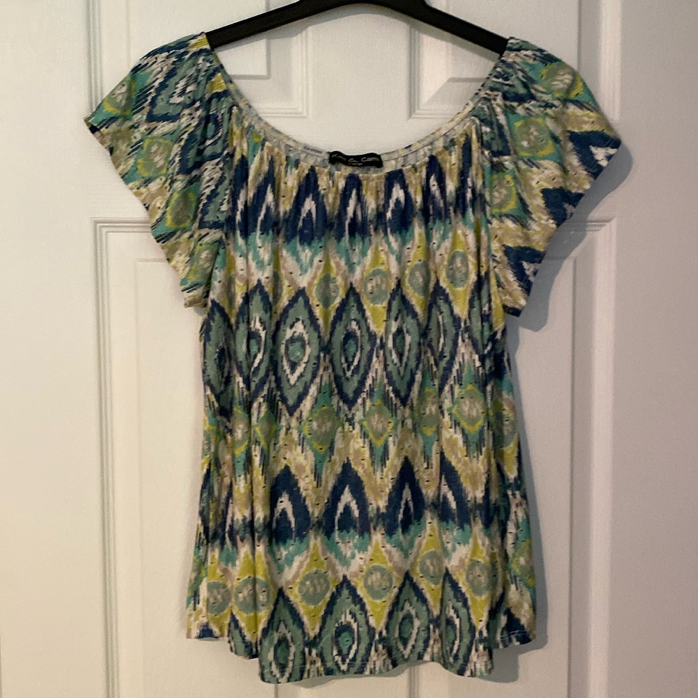 Women’s XL yellow short sleeve top by Kim & Cami in green